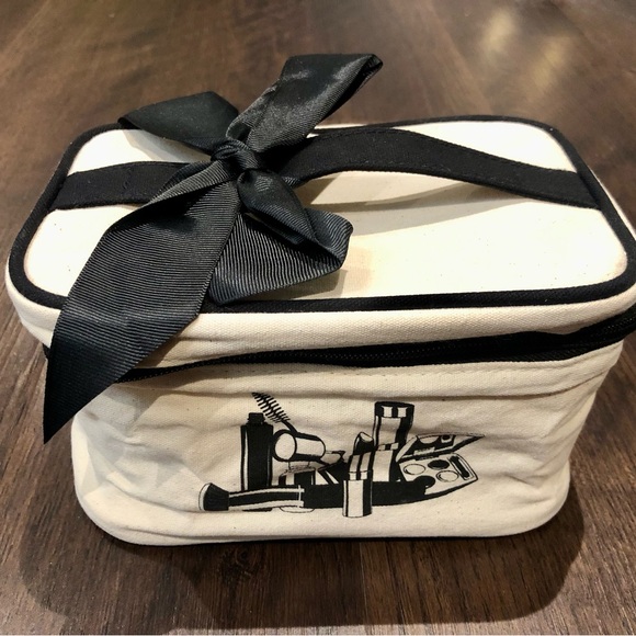Black and White Cosmetic Bag with Bow by Hallmart Collectibles - Picture 8 of 10